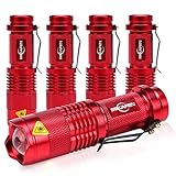 MIKAFEN Packung mit 5 Stück Mini-Taschenlampen LED-Taschenlampe 300lm justierbarer Fokus Zoomable Light (Körper, weißes Licht)