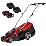 Einhell Akku Rasenmäher GE-CM 36/36 Li Kit (Li-Ion, 36 V, 6-stufige zentrale Schnitthöhenverstellung 25-75 mm, 36 cm Schnittbreite, 40 L Fangbehälter, inkl. 2x4,0 Ah Akku und 2x Ladegeräte)