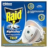 Raid Night & Day Trio Insekten Stecker, Schutz vor fliegenden & kriechenden Insekten, Stecker & 1 Nachfüller, bis zu 300 Stunden