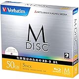 Verbatim M-Disc BD-R DL 50GB Blu-rays, 50 GB, Dual Layer, 6 x Geschwindigkeit, 5er Pack, tintenstrahlbedruckbar