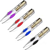 4 Stücke Pinzette mit Leichte LED Pinzette Edelstahl Präzision Pinzette Make up LED Leichte Wimpern Augenbrauen Haarentfernung Leuchtende Beleuchtete Pinzette für Männer und Frauen