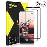 CRXOOX Panzerglasfolie für Samsung Galaxy S10 Plus, [2 Stück] 9H Härte, Anti-Kratzen, Anti-Öl, Schutzfolie mit Full-Screen für Samsung Galaxy S10 Plus - Fingerabdruck Sensor kompatibel (Schwarz)