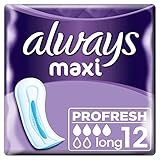 Always Maxi Profresh Binden Damen Long (12 Damenbindem) Neutralisieren Gerüche, Super Saugfähig, Weich, Einzeln Verpackt