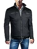 Trisens Herren Steppjacke ÜBERGANGSJACKE Kunstleder Kapuze Sweatjacke Parka WARM, Farbe:Dunkelblau, Größe:XL