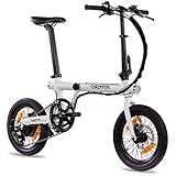 CHRISSON 16 Zoll E-Bike Klapprad ERTOS 16 Weiss - E-Faltrad mit Hinterrad Nabenmotor 250W, 36V, 30 Nm, Pedelec Faltrad für Damen, Herren und Jugendliche, praktisches Elektro Klapprad
