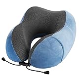 FYLINA Reise Nackenkissen aus Bequemen Memory-Schaum-Stoff Foam Reisekissen, Nackenstützkissen zum Reisen mit Schlafbrille, Ohrenstöpsel und Tragetasche