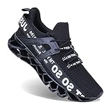Wonesion Herren Fitness Laufschuhe Atmungsaktiv rutschfeste Mode Sneaker Sportschuhe,2 Schwarz Weiß,47 EU