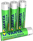 VARTA Rechargeable Accu Power vorgeladener AAA Micro Ni-Mh Akku (4er Pack, 800 mAh) , wiederaufladbar ohne Memory-Effekt - sofort einsatzbereit