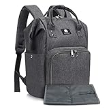 Baby Wickelrucksack Wickeltasche Rucksack mit Wickelunterlage, Meinkind Große Kapazität, Baby Reisetasche und Multifunktionale Babytasche für Kinderwagen und Unterwegs, Grau