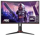 AOC Gaming C27G2U - 27 Zoll FHD Curved Monitor, 165 Hz, 1ms, FeeSync Premium (1920x1080, HDMI, DispalyPort, USB Hub) schwarz/rot