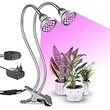 LED Pflanzenlampe 60W dual Kopf Pflanzenleuchte Voll Spektrum Pflanzenlicht Wachstumslampe Klemmleuchten mit 360 Grad Flexible Gooseneck für Büro Garten Aquatische Pflanzen Blumen Veg Sämlin