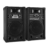 Skytec SPA1000 PA Lautsprecher Aktivboxen Set (800 Watt max, 25 cm (10'')-Subwoofer, USB-Port, SD-Slot, 2 x 6,3 mm-Klinke-Mic-In, Cinch-Line-In) schwarz