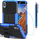 AROYI Xiaomi Redmi 7A Hülle+ Schutzfolie, Redmi 7A TPU + PC Series Dual Layer Hybrid Handyhülle Drop Resistance Handys Schutz Hülle mit Ständer für Xiaomi Redmi 7A Blau