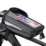 NEUFLY Fahrrad Rahmentasche, Fahrrad Handyhalterung Wasserdicht Super Empfindlicher Touchscreen mit Kopfhörerloch MTB Druckfest Fahrradtasche Rahmen für Smartphones bis zu 6,5 Zoll