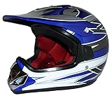 Protectwear Kindercrosshelm, Kindermotorradhelm MaX Racing, Blau Glanz, XXS (Youth M)