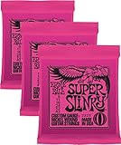 Ernie Ball Super Slinky Gewickelt aus Nickel Sets.009 - .042, Bündel von 3 Sets