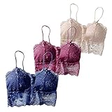 Damen BHS 3er Pack Ohne Buegel Push up Bustier Sport BH Gepolstert sexy Spitze nahtlosen BH Teenager Mädchen Unterwäsche Dessous Gepolstert Bra Top Set