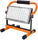 Baustrahler Led, Orthland Baulampe Arbeitsleuchte akku 40w mit 4 Helligkeitsmodi 3000Lumen, Baustellenlampe Tragbar USB Ausgang-Port, Außen Beleuchtung für Camping Gärten Hinterhof Garage Flur Notfall