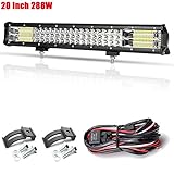 Willpower 288W LED Arbeitsscheinwerfer Bar Combo 20 Zoll Reflektor Offroad Scheinwerfer Arbeitslicht – Triple Reihe LED Zusatzscheinwerfer Leuchtbalken mit Kabelbaum für UTV ATV SUV LKW Traktor