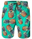 ALISISTER Herren Shorts 3D Lustige Ananas Druck Schnell Trockene Badehose Herren Sommer Strand Surf Badeshorts Mit Taschen L