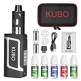 E Zigarette Shisha Starter Set und 5x10ml E liquid 80W Mod Kit mit 0,5 Ohm/ 3,0ml Verdampfer 2000mah Akku Starterset Dampfer Vape, Regelbare Watt LED Bildschirm 0,0mg Nikotin LZ80W – Schwarz