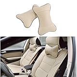 Finoki 2pcs Auto Kopfkissen Nackenkissen KFZ Nackenstützkissen Kopfstütze Kissen für Kopf Hals (Beige)