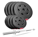 Hop-Sport Hantelset 39 kg, 1x Langhantelstange, Hantelscheiben: 4x5kg + 4x2,5kg