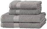 Amazon Basics AB Fade Resitant, 100% Baumwolle, Grau, 2 Bath & 2 Hand