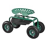 [pro.tec] Fahrbarer Gartensitz Scooter Rollsitz [grün] Rollwagen Gartenhelfer