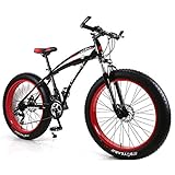 Unbekannt Mountainbike Herren MTB Bike 26 Zoll Fat Tire Fahrrad Schnee-Fahrrad Mit Scheibenbremsen Und Federgabeln,Black red,27Speed