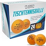 PHIBER-SPORTS Premium Tischtennisbälle 3 Stern [24 Stück] Orange – Perfekte Spieleigenschaften - Ideal für Anfänger, Familien und Profis - Nach ITTF Wettbewerbsrichtlinien