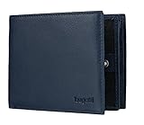 Bugatti Sempre Geldbörse Herren Leder 8CC – Portemonnaie Herren Querformat Blau – Geldbeutel Portmonee Wallet Brieftasche Männer Portmonaise