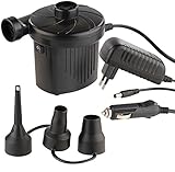 PEARL Luftpumpe 12V: Elektrische Luftpumpe mit 3 Aufsätzen, für 12 & 230 V, 50 Watt (Elektrische Luftpumpe 12V)