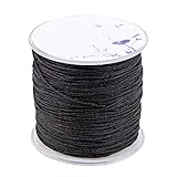PandaHall 109 Meter (100m) 1 mm Nylon-Handstrickschnur-Sickenfaden für DIY Halskette,Schmuckherstellung,Schwarz