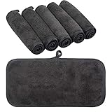 KinHwa Microfaser Waschlappen Make-up Entferner Tuch Waschbar Abschminktücher Ultraweich Waschlappen Gesicht Wiederverwendbar 15cmx30cm Dunkelgrau 6Pack