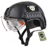 ATAIRSOFT Airsoft Taktisch Kampf Paintball Schnell Bj Typ Helm Mit Schutzbrille Schwarz