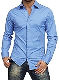 Redbridge Herrenhemd, langärmlig, einfarbig, Slim Fit Business Gr. M, blau