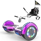 COLORWAY 6,5 Zoll SUV Hover Scooter Board Elektro Scooter Smart Scooter Self Balance Board - Bluetooth - LED - EU Sicherheitsstandards mit Hoverkart Sitz Sitzscooter