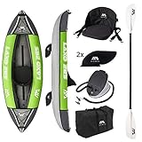 AM AQUA MARINA Kajak aufblasbar im Set LAXO-285 2020 9‘4“ 1 Person Paddelboot Kanu mit Paddel, Pumpe, Tasche 285 x 95 cm Grün/Schwarz