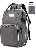 Wickelrucksack mit Wickelunterlage, Baby Wickeltasche groß, Windeltasche multifunktional, Schulrucksack Reiserucksack für Unterwegs Damen und Herren (Anthracite)