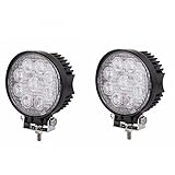 MCTECH 2*27W Runde LED Offroad Flutlicht Reflektor Scheinwerfer Arbeitslicht SUV, UTV, ATV Arbeitsscheinwerfer Zusatzscheinwerfer Offroad Scheinwerfer 12V 24V Rückfahrscheinwerfer IP67 (2 Stück Per Set)