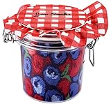 Rainbow Socks - Damen Herren - Blaubeeren und Birnen Socken im Glas - Geschenk Idee - 2 Paar - Größen 41-46