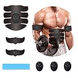 iThrough Muskelstimulator, EMS Trainingsgerät, Bauchmuskeltrainer mit 6 Modi & 10 Intensitäten, Muskelaufbau und Figurformung, EMS Trainer für Männer & Frauen -Abs Muscle Toner mit 16PCS Gel Pads