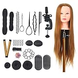 Trainingsköpfe für Friseure, Anself 22' Übungskopf Frisierkopf & Halter Schaufensterpuppe Kopf mit Klammer Halter Geflecht-Set zum Flechten von Haarstyling Übungen Puppenkopf