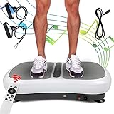 Triclicks Ultra Slim Vibrationsplatte, Power Vibration Plate, Vibration Shaper Platte mit Bluetooth Lautsprechern+USB Musik Player+2 Trainingsbänder+Fernbedienung+180 Stufen Eignungs Ausrüstung