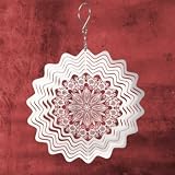 CIM Edelstahl Deko Windspiel - Mirror Ornament Antwerpen 150 - Abmessung: Ø15cm - inklusiv Kugellagerwirbel, Haken und Nylonschnur - Vogelabwehr - Vogelschreck - Weihnachten