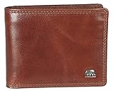 Brown Bear, Geldbörse Herren klein mit Münzfach und RFID-Schutz, echt Büffel-Leder Braun, Männer Geldbeutel Querformat mit Doppelnaht, Business Portemonnaie 6 Karten-Fächer, Portmonee 11.8 x 8.9 cm