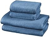 Amazon Basics - Handtuch-Set, schnelltrocknend, 2 Badetücher und 2 Handtücher - Seeblau, 100 Prozent Baumwolle