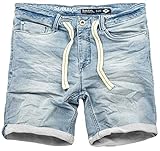 Sublevel Herren Sweat Jeans Shorts Kurze Hose Bermuda Sommer Sweathose Slim [B585-Hellblau-Washed-W32]