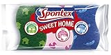 Spontex Sweet Home Schwamm-Set, Scheuerschwämme für Küche, Bad und Universal (1 x 3er Pack)